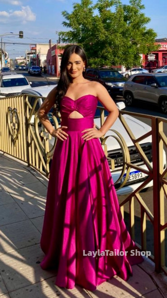 High Quality Fuchsia Sweetheart Prom Dresses A-line Evening Party Dress,LTP4554