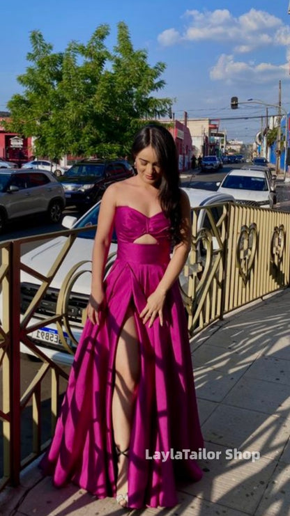 High Quality Fuchsia Sweetheart Prom Dresses A-line Evening Party Dress,LTP4554