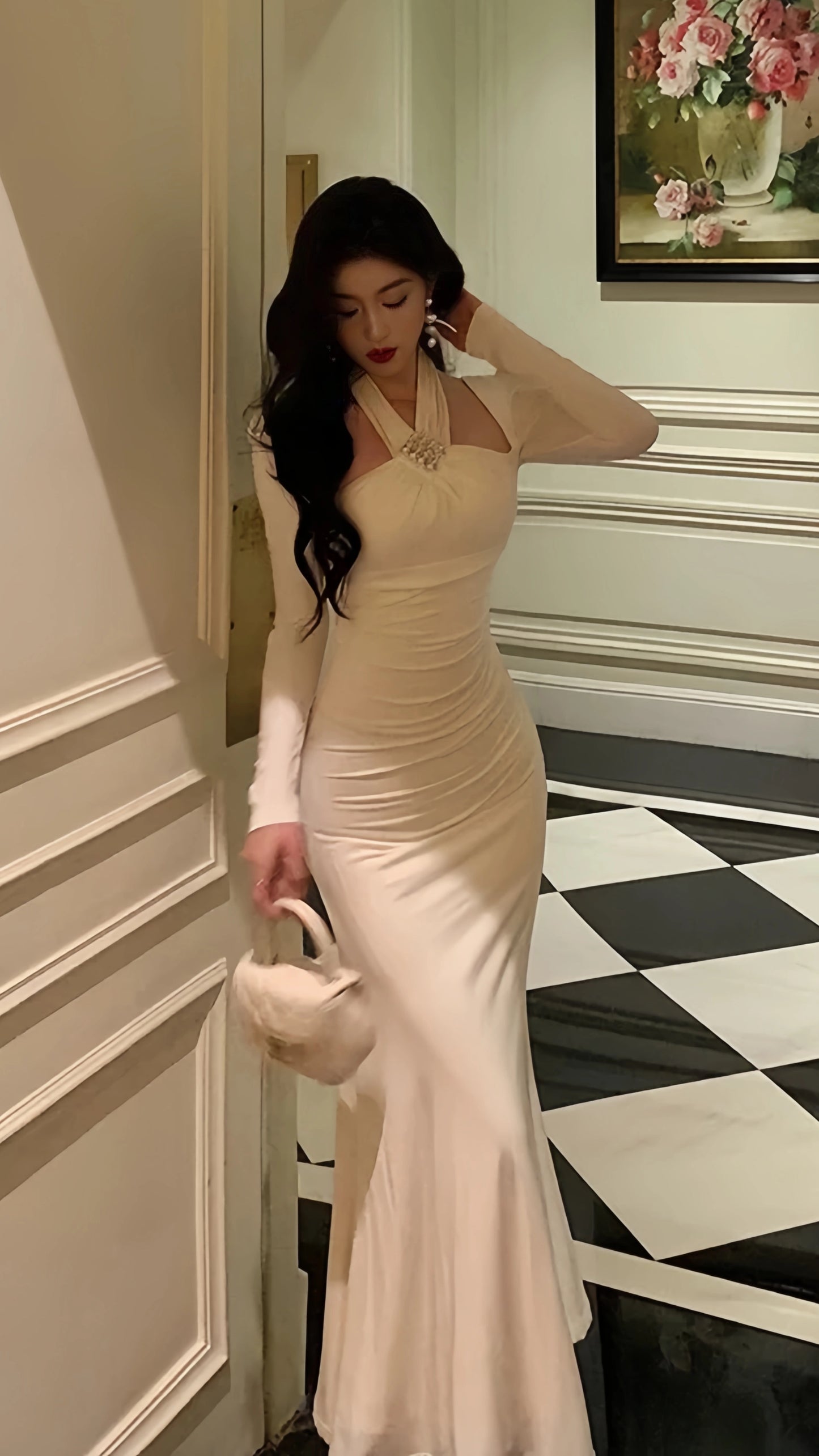High Quality Italian Satin Mermaid Prom Dresses Bodycon Office Lady Outfits,LTP3977