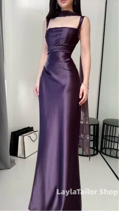 High Quality Sheath Long Prom Dresses Satin Evening Party Dress,LTP4522