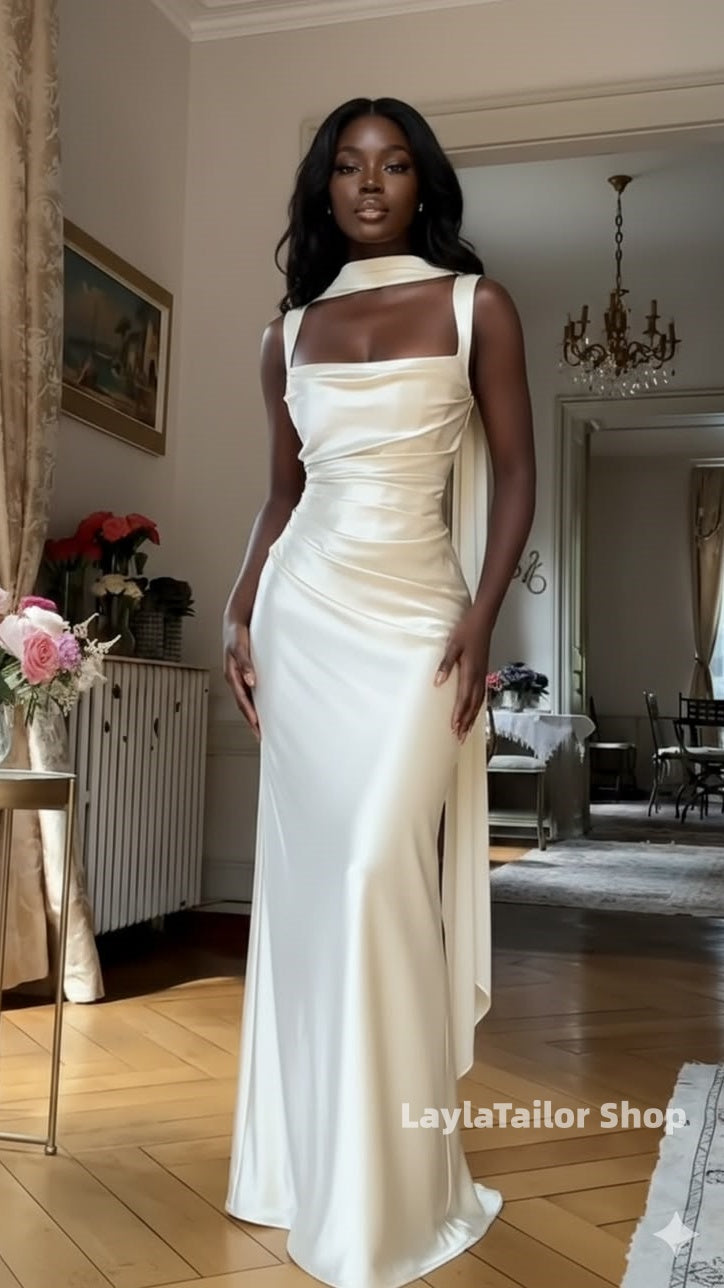 High Quality Sheath Long Prom Dresses Satin Evening Party Dress,LTP4522