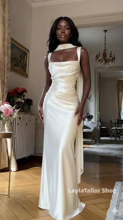 High Quality Sheath Long Prom Dresses Satin Evening Party Dress,LTP4522