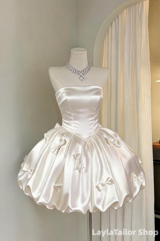 High Quality Ivory Strapless Homecoming Dress Birthday Party Dresses LTP82622