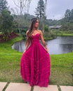 Hot Pink Sweetheart Multi Layers Tulle Prom Dresses Formal Dresses Y1829