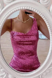 LTP1889,Hot Pink Sequined Homecoming Dresses, Tight Mini School Dance Dress