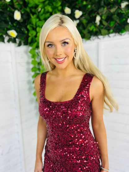 Sparkle Maroon Sequin Homecoming Dresses Tight Feather Skirt