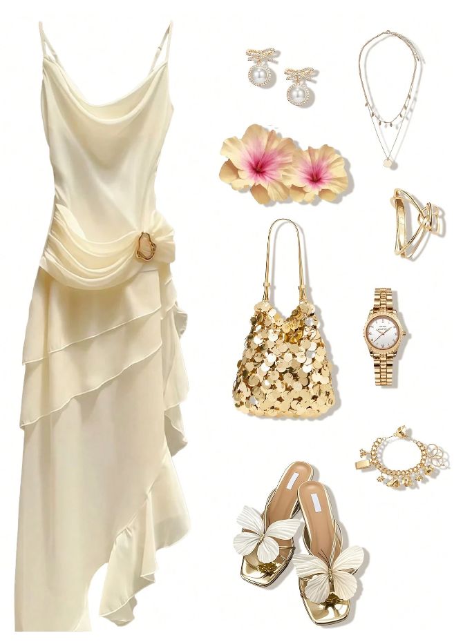 Ivory Chiffon Ruffle Party Dress Irregular Elegant Evening Prom Dress,LTP4132