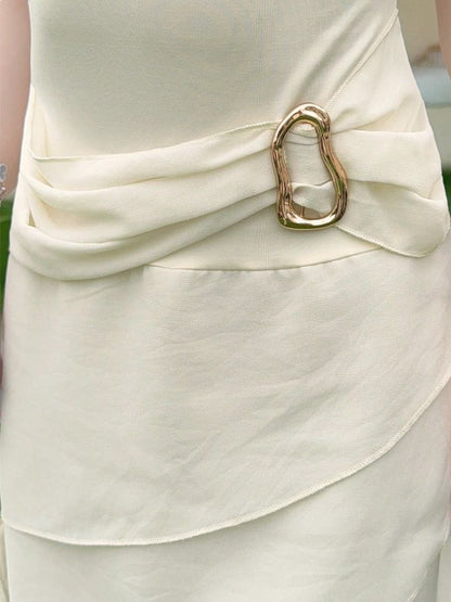 Ivory Chiffon Ruffle Party Dress Irregular Elegant Evening Prom Dress,LTP4132