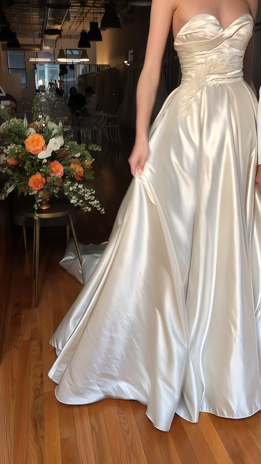 Ivory Sweetheart A-Line Wedding Dress, Vestido High Quality Wedding/Bridal Gown,LTP3700