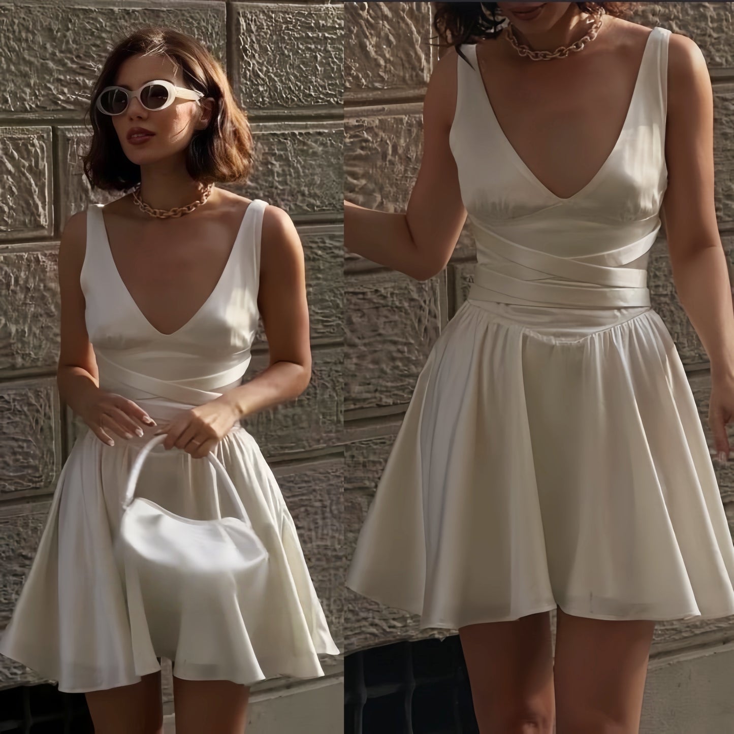 Ivory V-neck Homecoming Dresses Elegant Short Cocktail Party Dress,LTP3935