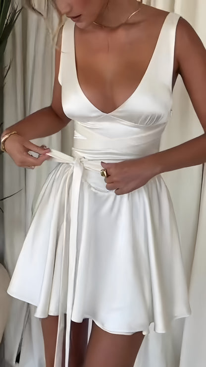 Ivory V-neck Homecoming Dresses Elegant Short Cocktail Party Dress,LTP3935