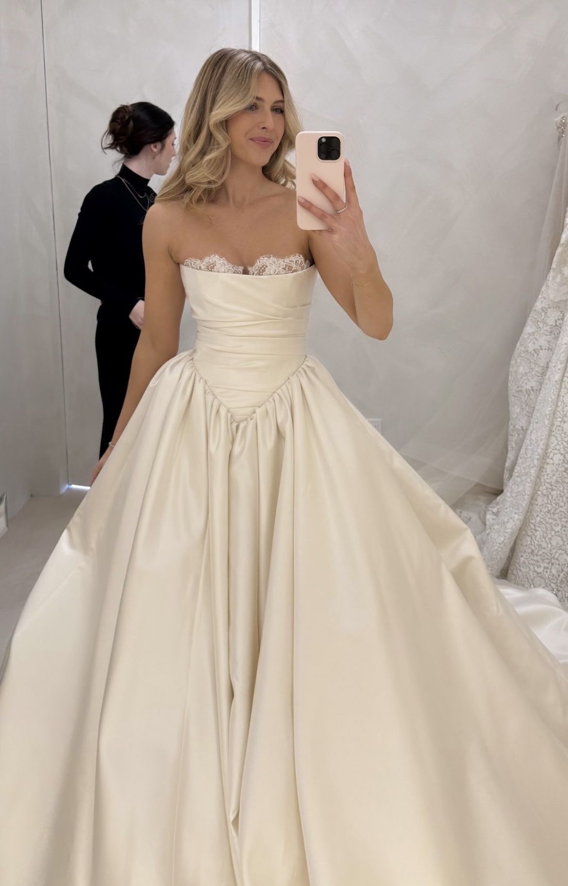 Ivory A-line Wedding Dresses Pleated Lace Bridal Dress,LTP4250