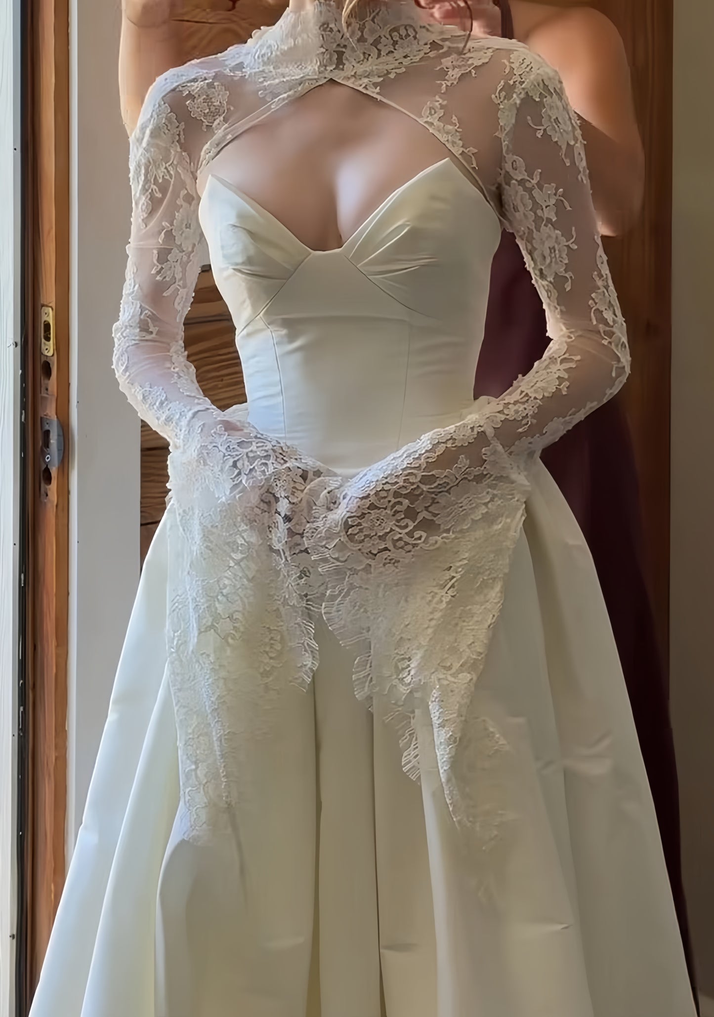 Ivory Wedding Dresses A-line Satin Lace Bridal Wedding Gown,LTP4245