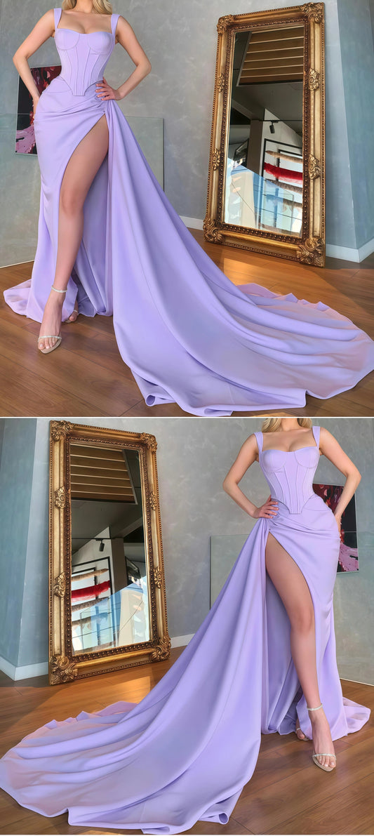 LTP0781,Unique Lilac Satin Mermaid Sexy Prom Dress Online Evening Formal Gown