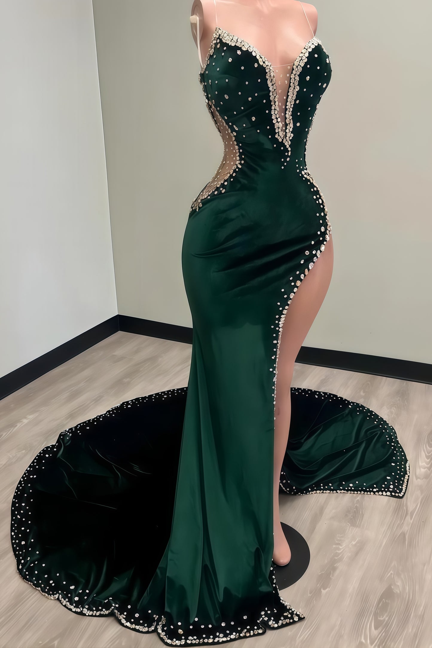 LTP1351,Black Girl Prom Dresses Long Mermaid Green Prom Gown With Train