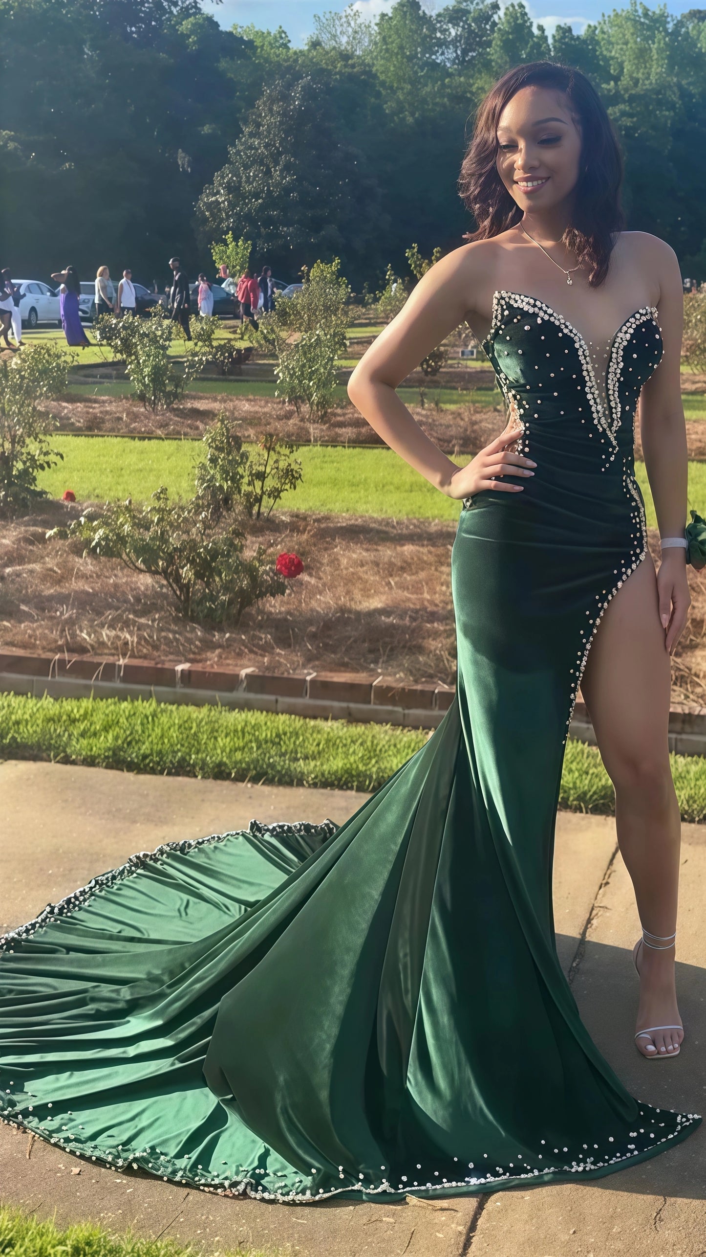 LTP1351,Black Girl Prom Dresses Long Mermaid Green Prom Gown With Train