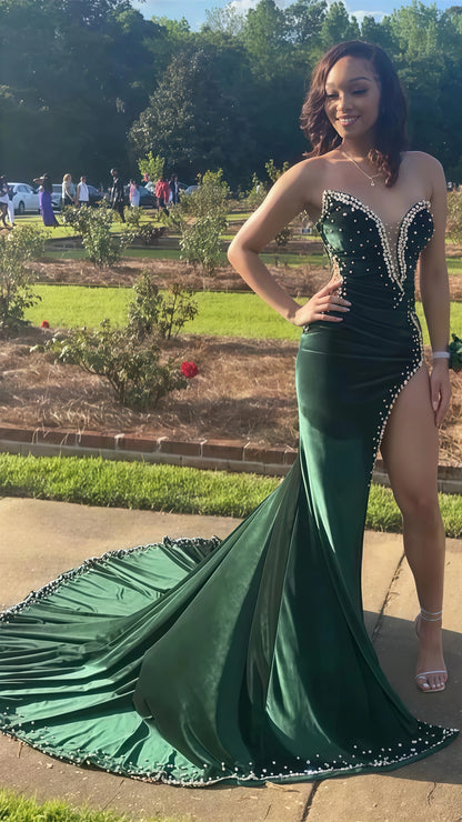 LTP1351,Black Girl Prom Dresses Long Mermaid Green Prom Gown With Train