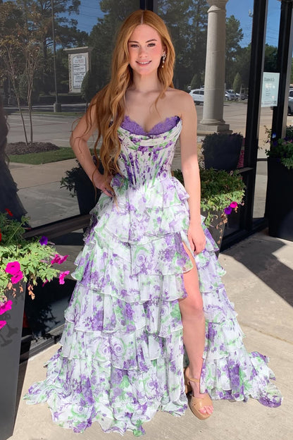 Gorgeous Sweetheart Ball Gown Leopard Print Tiered Prom Dress with Appliques