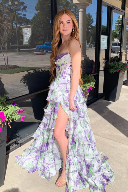 Gorgeous Sweetheart Ball Gown Leopard Print Tiered Prom Dress with Appliques