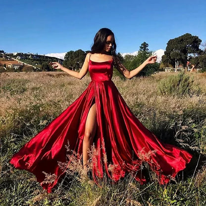 Red Prom Dress, Criss Cross Back Evening Prom Dress, Classy Junior Prom Dress