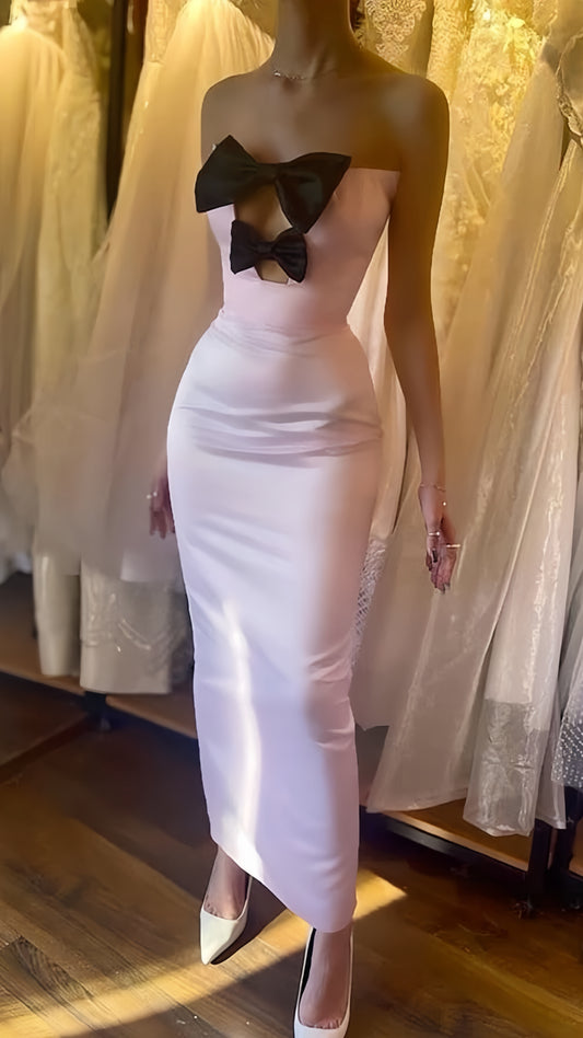 Light Pink Bodycon Homecoming Dresses Strapless Sexy Party Prom Dress,LTP3869
