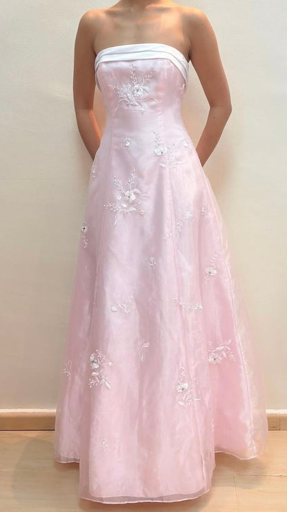 Light Pink Strapless Sheath Prom Dresses Sleeveless Evening Party Dress,LTP4264