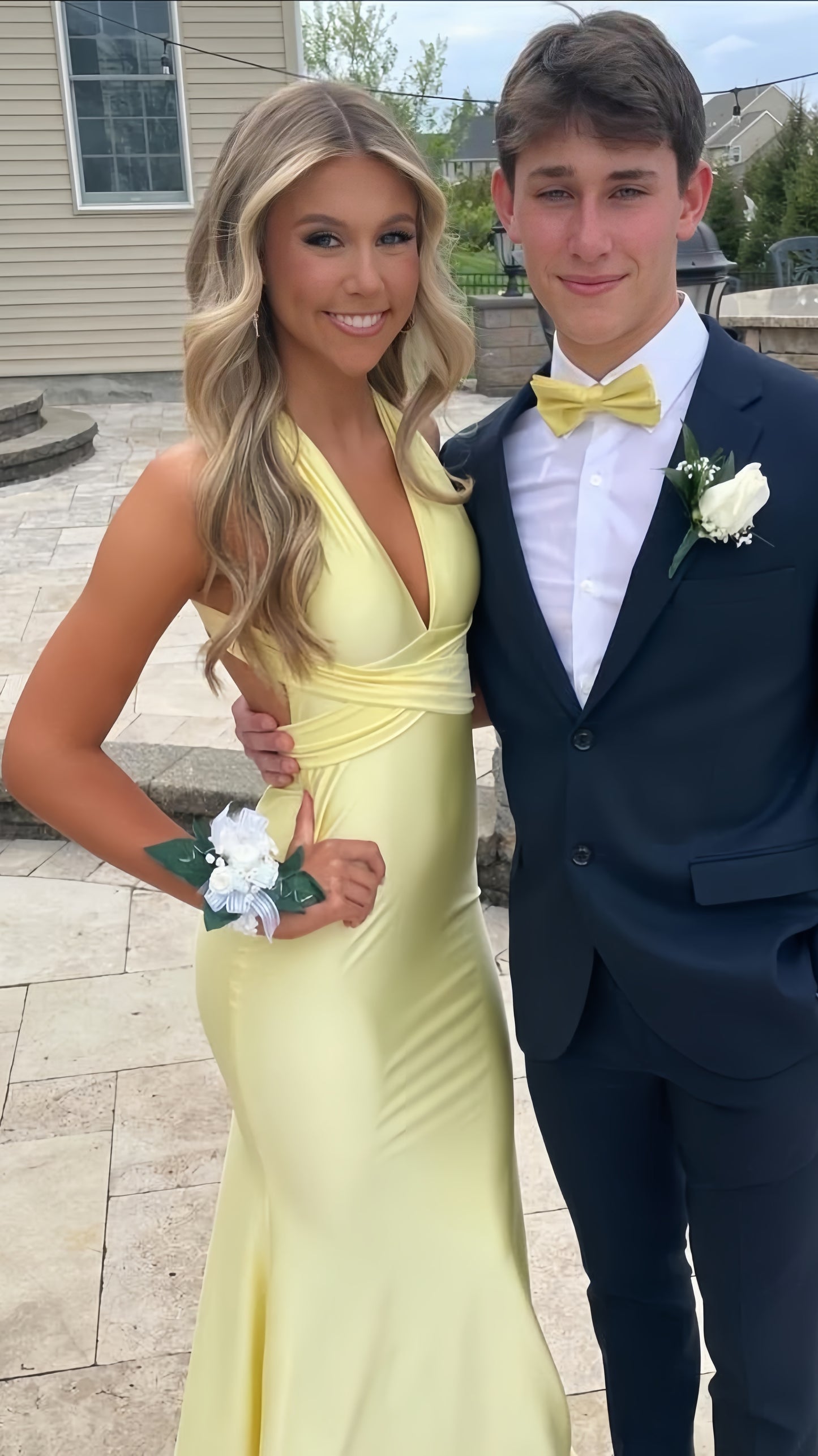 Yellow Bodycon Long Prom Dresses Cross Back Evening Party Dress,LTP4103