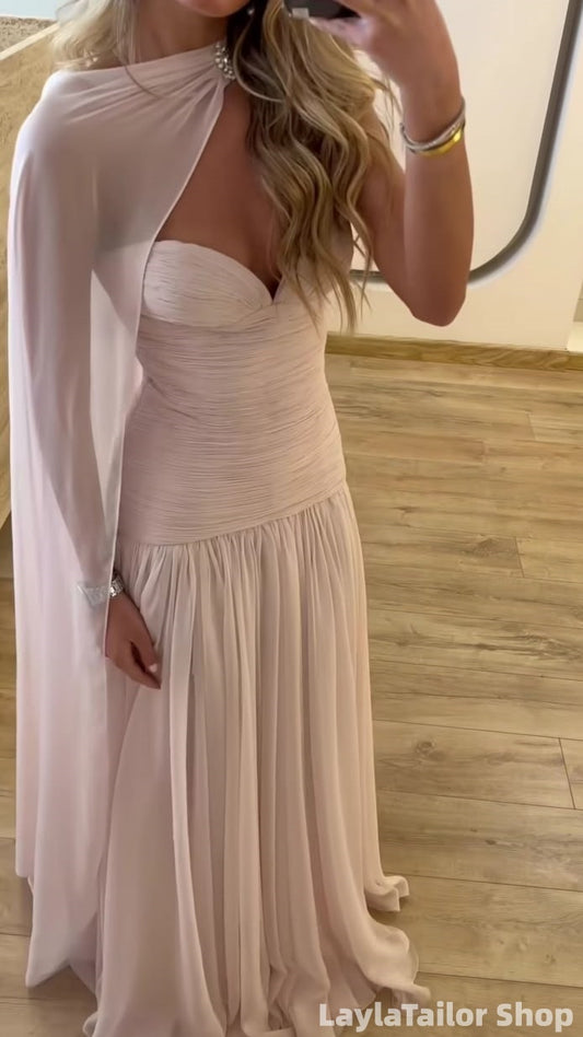 Light Pink Mermaid Chiffon Long Prom Dress LTP82603