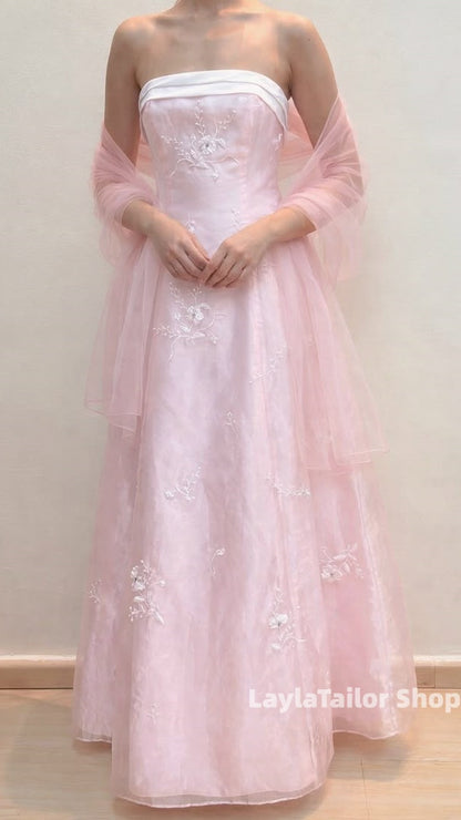 Light Pink Strapless Sheath Prom Dresses Sleeveless Evening Party Dress,LTP4264