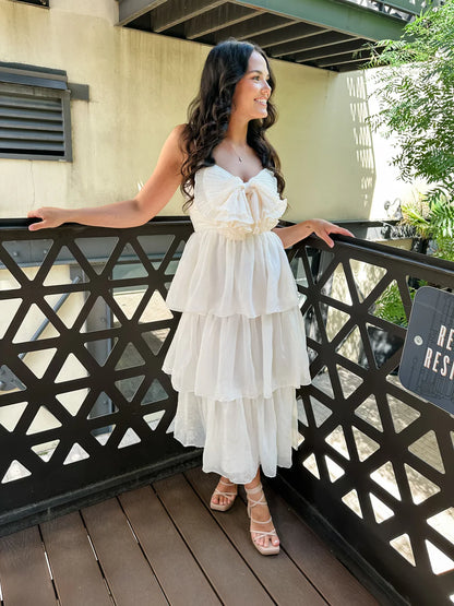 Lovely Ivory Chiffon Ruffle Homecoming Dresses Bowknot Birthday Party Dress