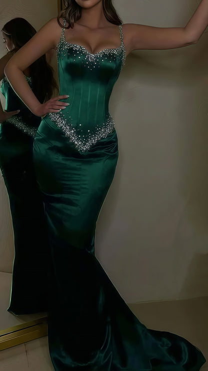 Luxury Beaded Mermaid Prom Dress, Sleeveless Party Gown,LTP3661