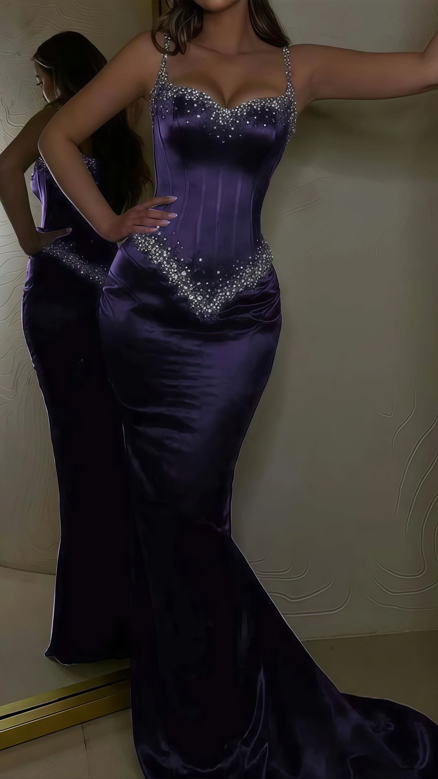 Luxury Beaded Mermaid Prom Dress, Sleeveless Party Gown,LTP3661