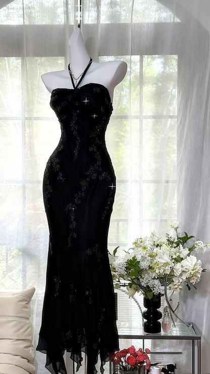 Luxury Dark Green Mermaid Beaded Lace Appliques Chiffon Long Prom Dress Evening Dress,LTP4441