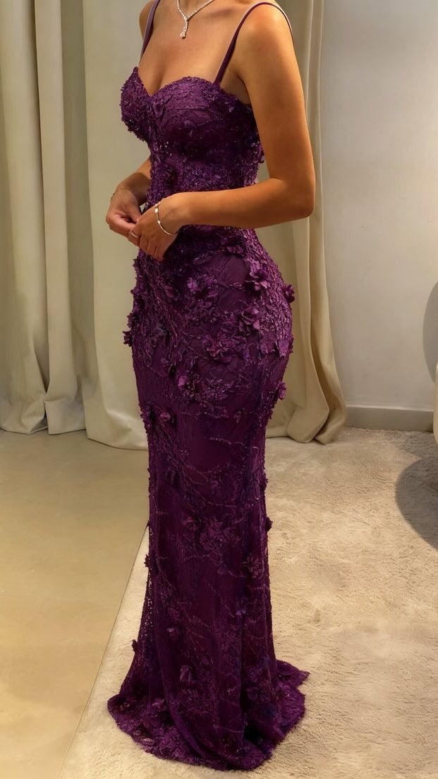 Luxury Floral Mermaid Prom Dresses Spaghetti Straps Evening Graduation Dress,LTP4203