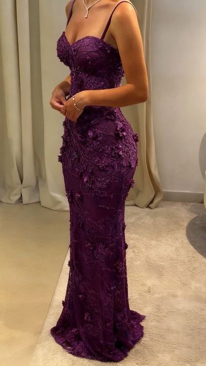 Luxury Floral Mermaid Prom Dresses Spaghetti Straps Evening Graduation Dress,LTP4203