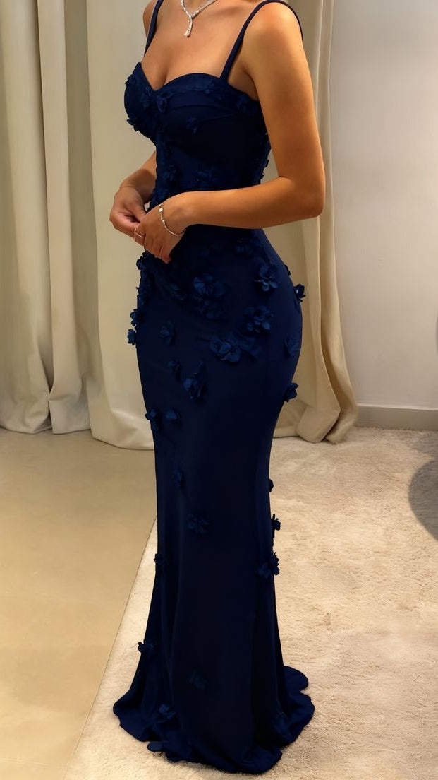 Luxury Floral Mermaid Prom Dresses Spaghetti Straps Evening Graduation Dress,LTP4203