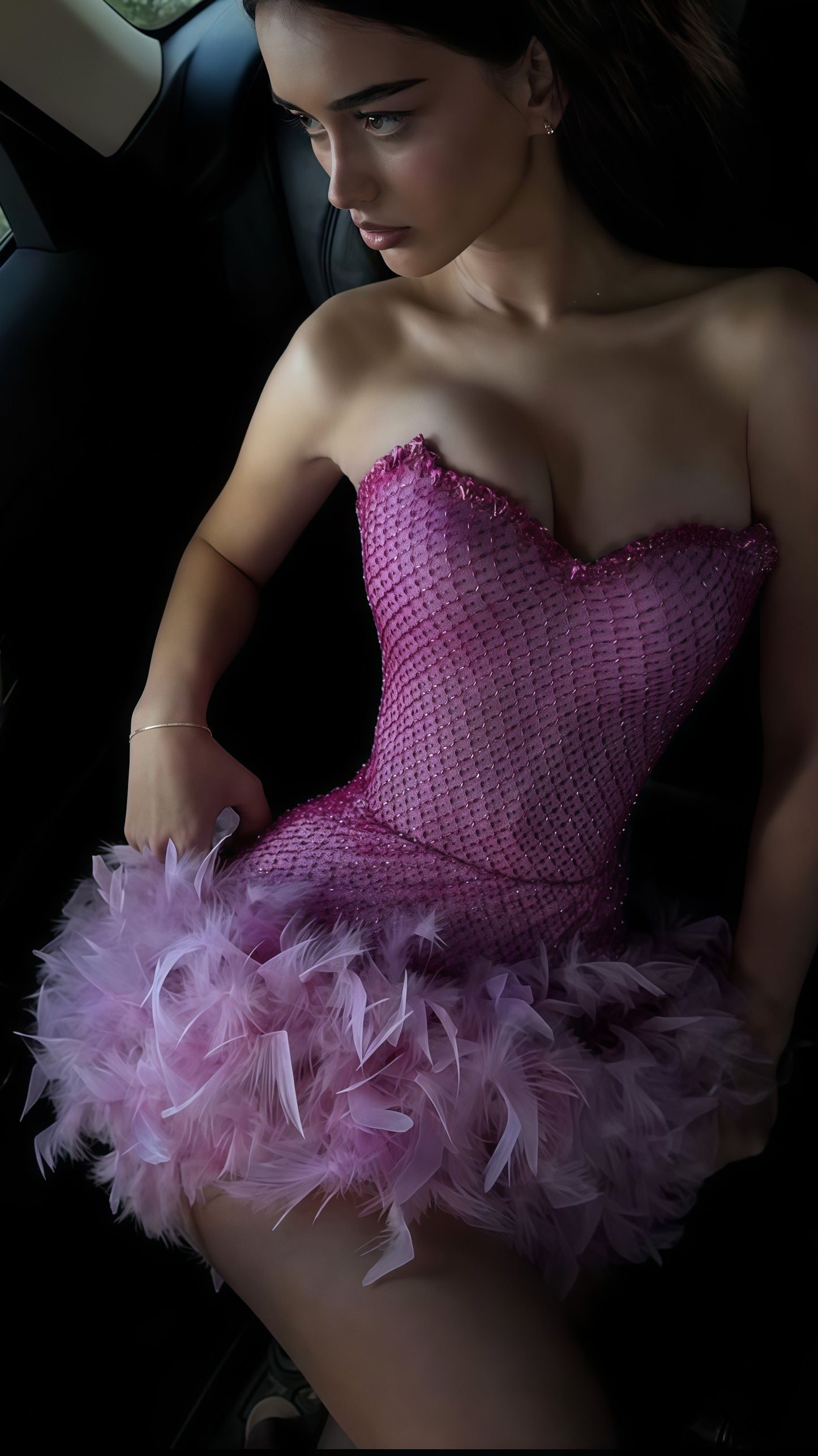 Luxury Pink Sweetheart Homecoming Dress, Feather Mini Homecoming Party Dress,LTP3682