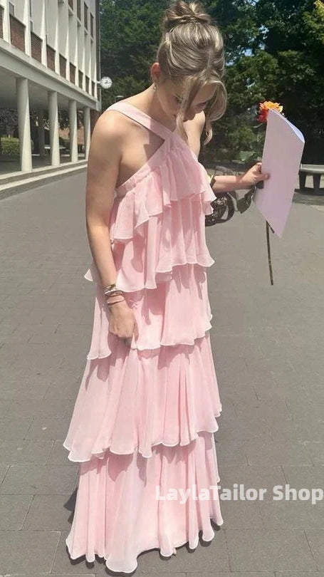Sweet Pink Halter Party Dresses Homecoming Bridesmaid Dress,LTP3637