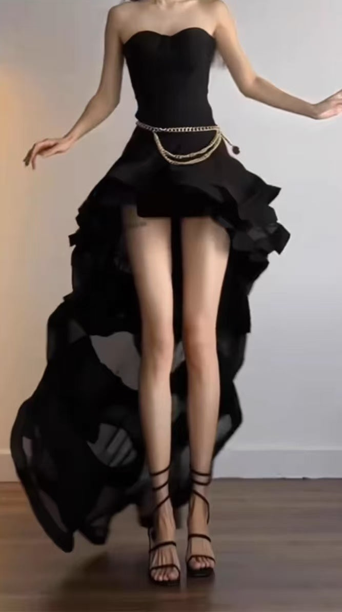 Modern Black Hi- Lo Party Dresses Sweetheart Gala Prom Dress Short Girls Outfits,LTP3929