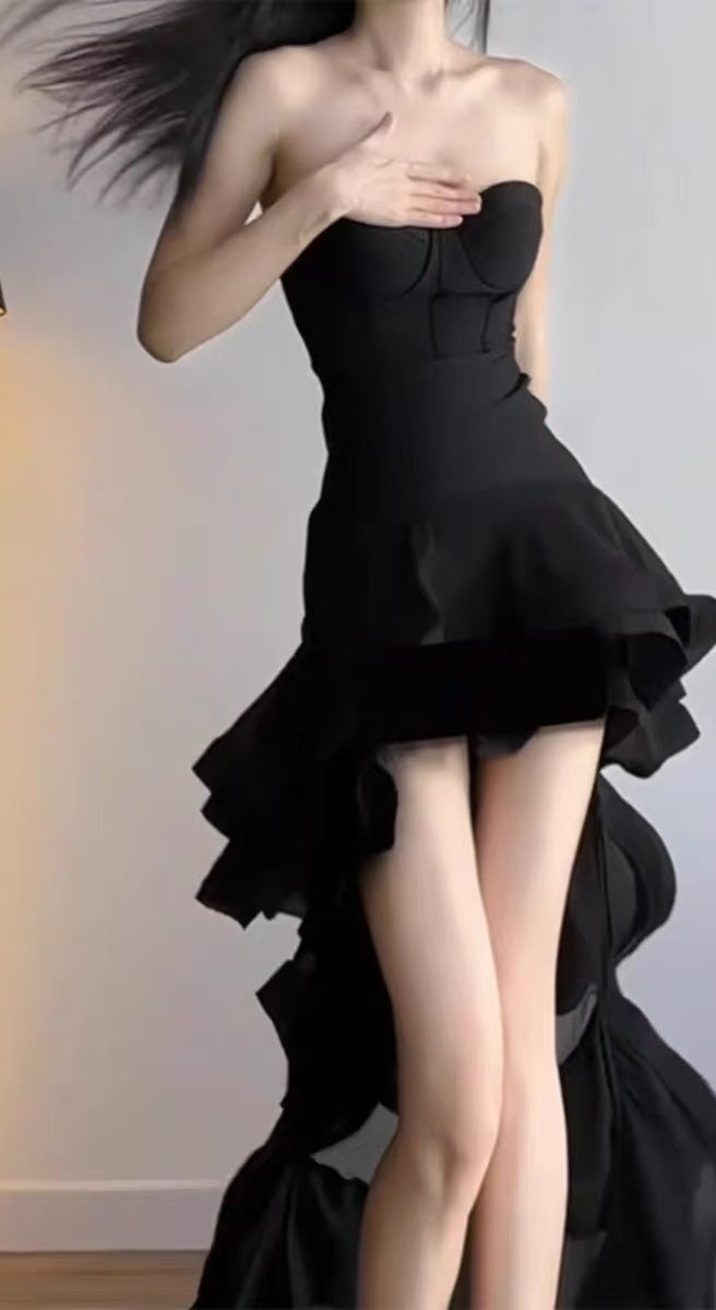 Modern Black Hi- Lo Party Dresses Sweetheart Gala Prom Dress Short Girls Outfits,LTP3929