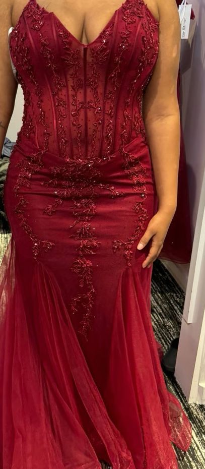 Modest Mermaid Spaghetti Straps Burgundy Sequin Formal Gown 23Rd Birthday Dress Prom Dresses 20Th Birthday Outfits,LTP4322