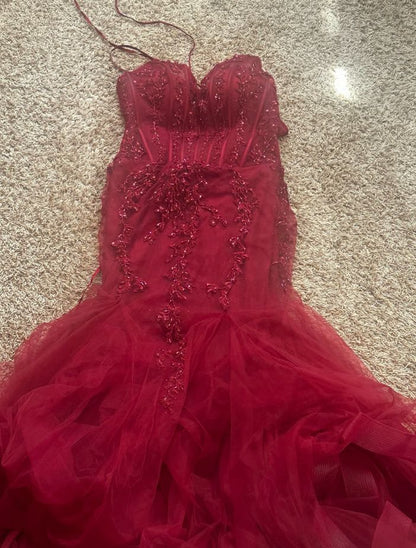 Modest Mermaid Spaghetti Straps Burgundy Sequin Formal Gown 23Rd Birthday Dress Prom Dresses 20Th Birthday Outfits,LTP4322