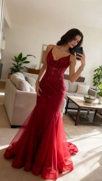 Modest Mermaid Spaghetti Straps Burgundy Sequin Formal Gown 23Rd Birthday Dress Prom Dresses 20Th Birthday Outfits,LTP4322