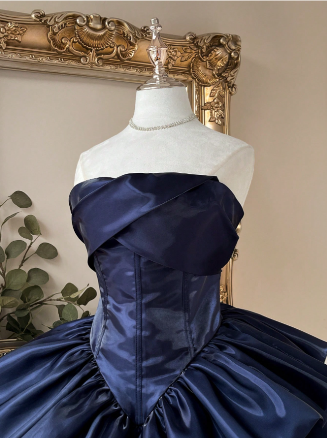 Navy Blue Strapless Mini Homecoming Dresses Layers Short Hoco Party Gown