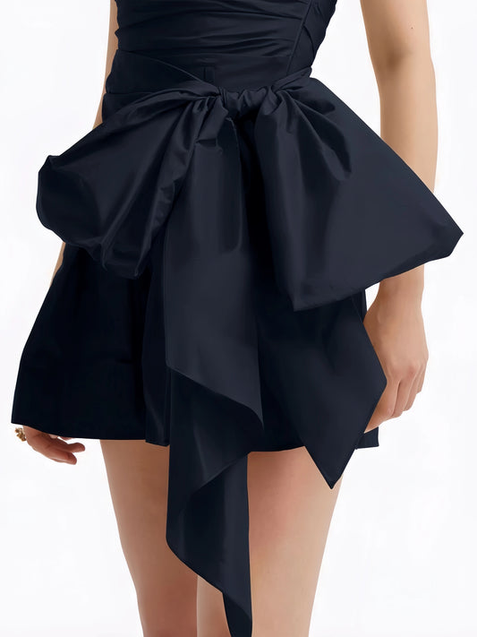 Navy Blue Strapless Homecoming Dresses With Bowknot, LTP3273