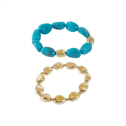 Bohemian geometric irregular beaded resin necklace stacked bracelet