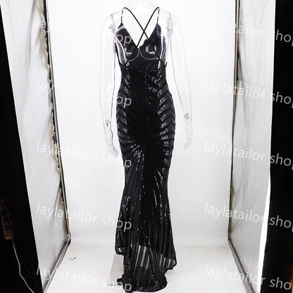 Discount Rose Gold Sequin Mermaid Prom Dresses 2024