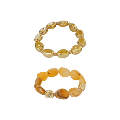 Bohemian geometric irregular beaded resin necklace stacked bracelet