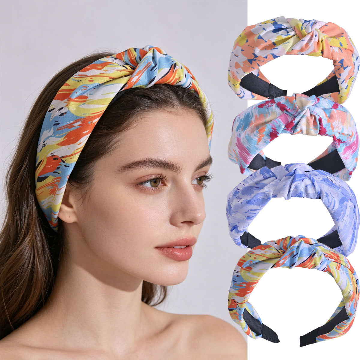 Bohemian headband, wide-brimmed, crisscross knotted headband for women