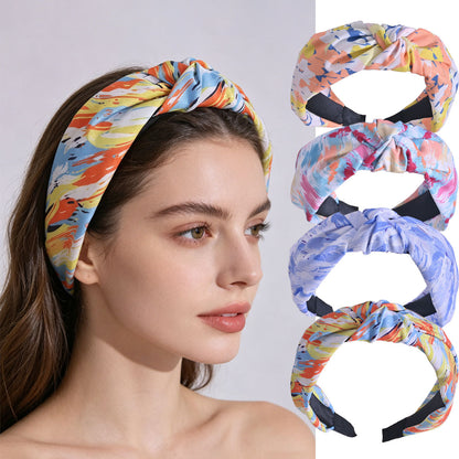 Bohemian headband, wide-brimmed, crisscross knotted headband for women